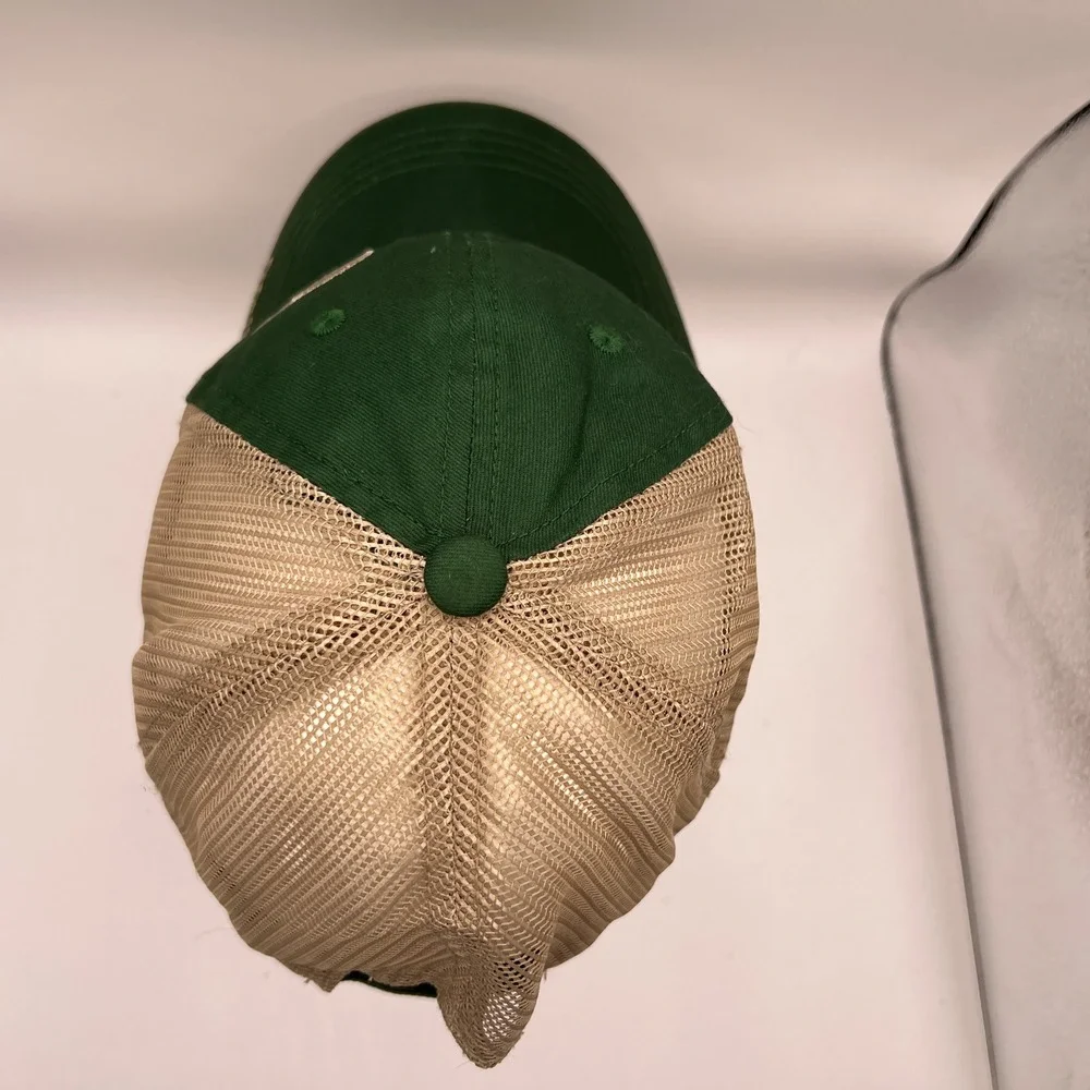 Ducks Unlimited Trucker Hat Green Tan Mesh Back Adjustable Hook Loop Strap Cap